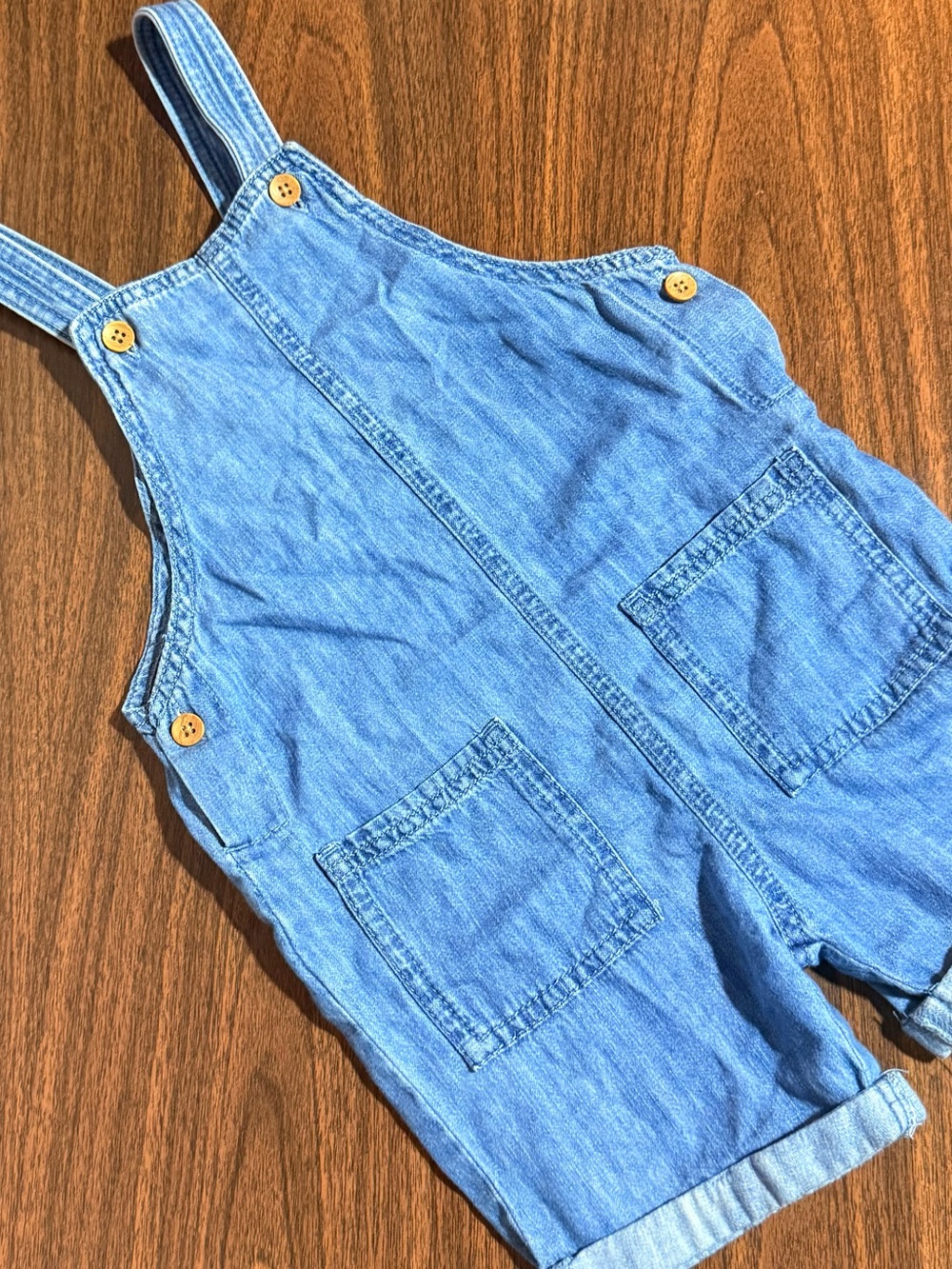 Kids Blue Denim Short Overalls with Front Pockets